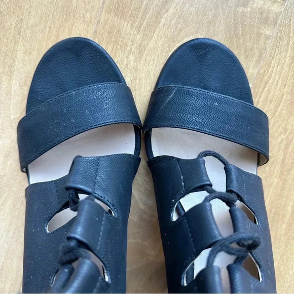 Mix No. 6 Black Lace Up Block Heels, Cocktail Party Sandal Heels, Size 10 - Picture 10 of 13